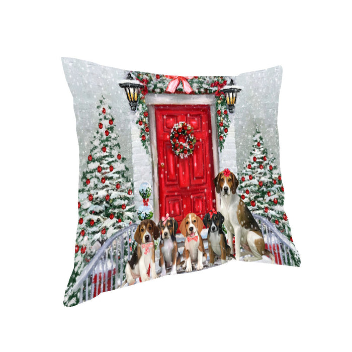 Christmas Holiday Welcome American English Foxhound Dogs Pillow with Top Quality High-Resolution Images - Ultra Soft Pet Pillows for Sleeping - Reversible & Comfort - Ideal Gift for Dog Lover - Cushion for Sofa Couch Bed - 100% Polyester