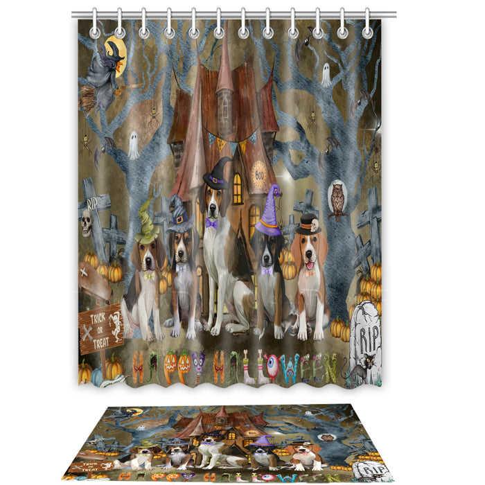 American English Foxhound Shower Curtain & Bath Mat Set - Explore a Variety of Personalized Designs - Custom Rug and Curtains with hooks for Bathroom Decor - Pet and Dog Lovers Gift