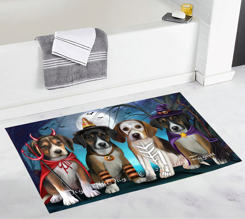 Happy Halloween Trick or Treat American English Foxhound Dogs Bathroom Rugs with Non Slip Soft Bath Mat for Tub BRUG54871