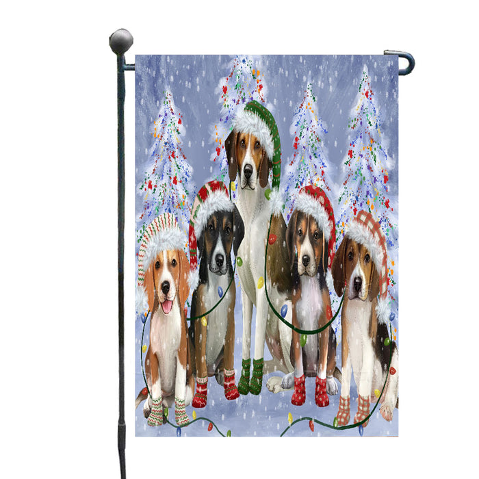 Christmas Lights and American English Foxhound Dogs Garden Flags- Outdoor Double Sided Garden Yard Porch Lawn Spring Decorative Vertical Home Flags 12 1/2"w x 18"h