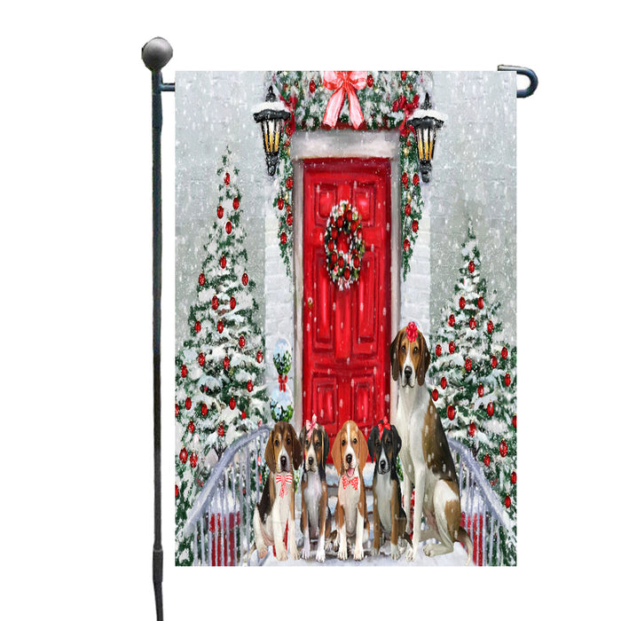 Christmas Holiday Welcome American English Foxhound Dogs Garden Flags- Outdoor Double Sided Garden Yard Porch Lawn Spring Decorative Vertical Home Flags 12 1/2"w x 18"h