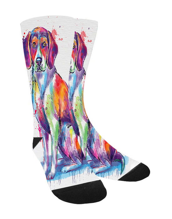 Watercolor American English Foxhound Dog Women's Casual Socks