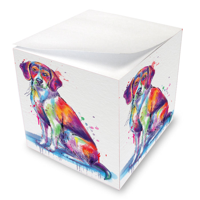 Watercolor American English Foxhound Dog Note Cube NOC-DOTD-A56903