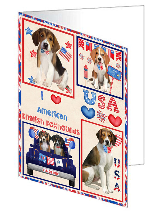 4th of July Independence Day I Love USA American Staffordshire Dogs Handmade Artwork Assorted Pets Greeting Cards and Note Cards with Envelopes for All Occasions and Holiday Seasons