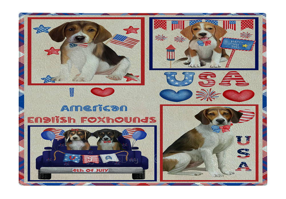 4th of July Independence Day I Love USA American Staffordshire Dogs Cutting Board - For Kitchen - Scratch & Stain Resistant - Designed To Stay In Place - Easy To Clean By Hand - Perfect for Chopping Meats, Vegetables