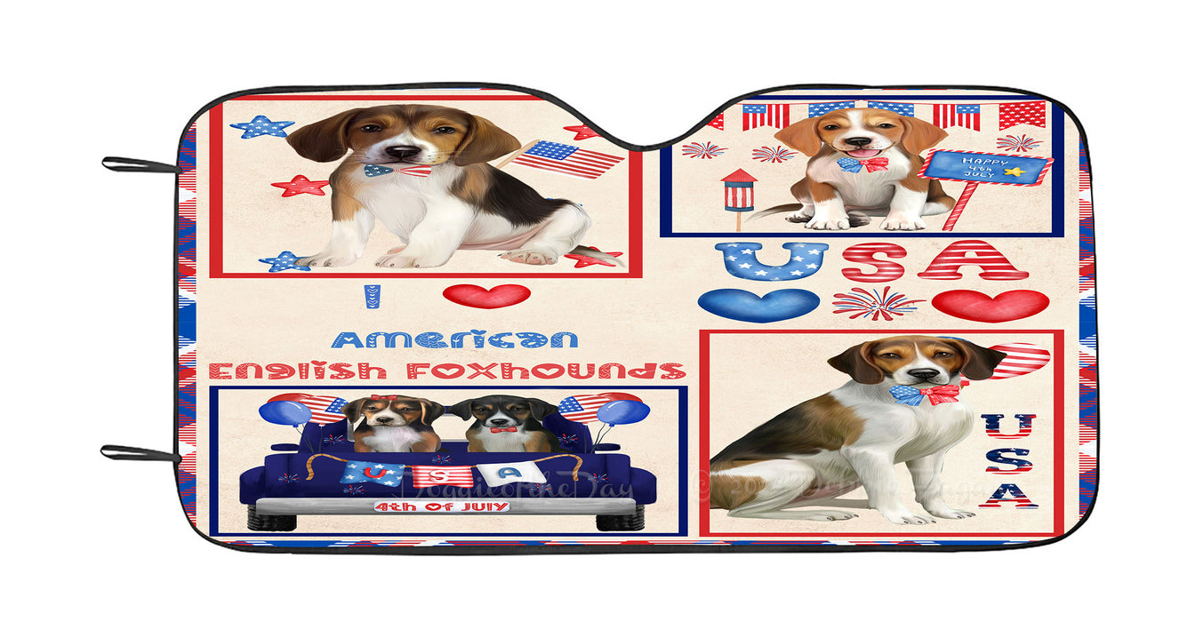 4th of July Independence Day I Love USA American Staffordshire Dogs Car Sun Shade Cover Curtain
