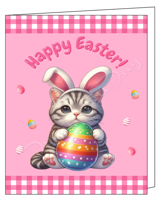 American Shorthair Cat Easter Day Greeting Cards and Note Cards with Envelope - Easter Invitation Card with Multi Design Pack