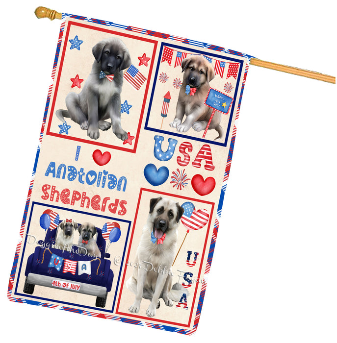4th of July Independence Day I Love USA Anatolian Shepherd Dogs House flag FLG66918