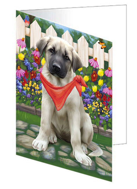 Spring Dog House Anatolian Shepherds Dog Handmade Artwork Assorted Pets Greeting Cards and Note Cards with Envelopes for All Occasions and Holiday Seasons GCD53315