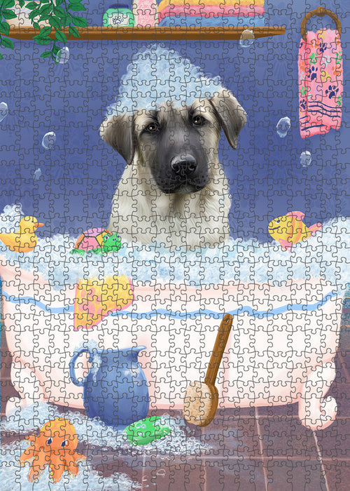 Rub A Dub Dog In A Tub Anatolian Shepherd Dog Portrait Jigsaw Puzzle for Adults Animal Interlocking Puzzle Game Unique Gift for Dog Lover's with Metal Tin Box PZL205