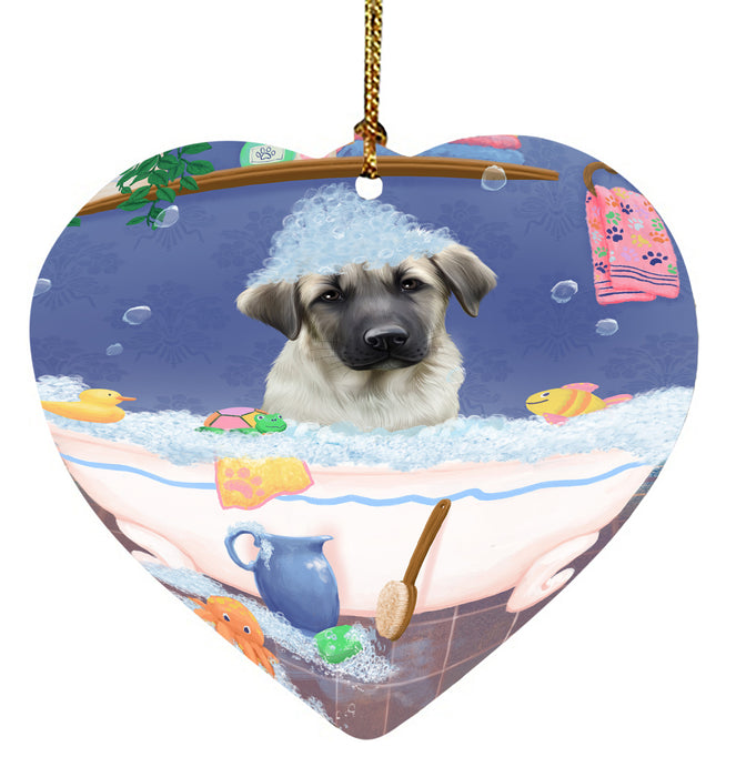 Rub A Dub Dog In A Tub Anatolian Shepherd Dog Heart Christmas Ornament HPORA58533