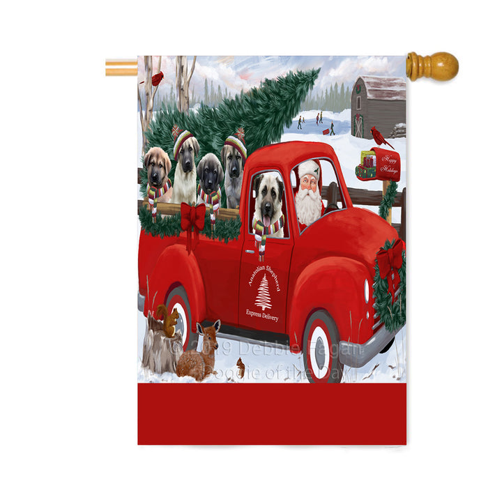 Personalized Christmas Santa Red Truck Express Delivery Anatolian Shepherd Dogs Custom House Flag FLG-DOTD-A57673