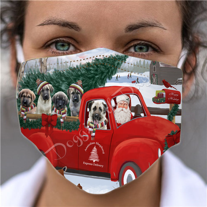 Christmas Santa Express Delivery Red Truck Anatolian Shepherd Dogs Face Mask FM48403