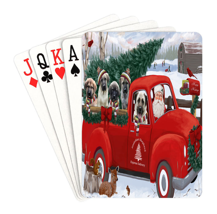 Christmas Santa Express Delivery Red Truck Anatolian Shepherd Dogs Playing Card Decks
