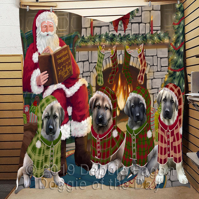 Christmas Cozy Holiday Fire Tails Anatolian Shepherd Dogs Quilt