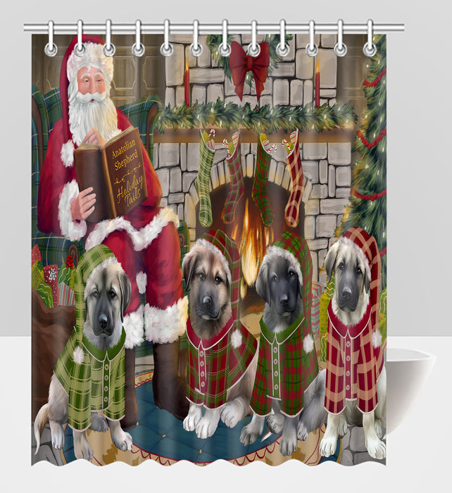 Christmas Cozy Holiday Fire Tails Anatolian Shepherd Dogs Shower Curtain