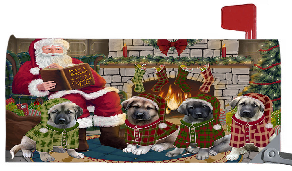 Christmas Cozy Holiday Fire Tails Anatolian Shepherd Dogs 6.5 x 19 Inches Magnetic Mailbox Cover Post Box Cover Wraps Garden Yard Décor MBC48868