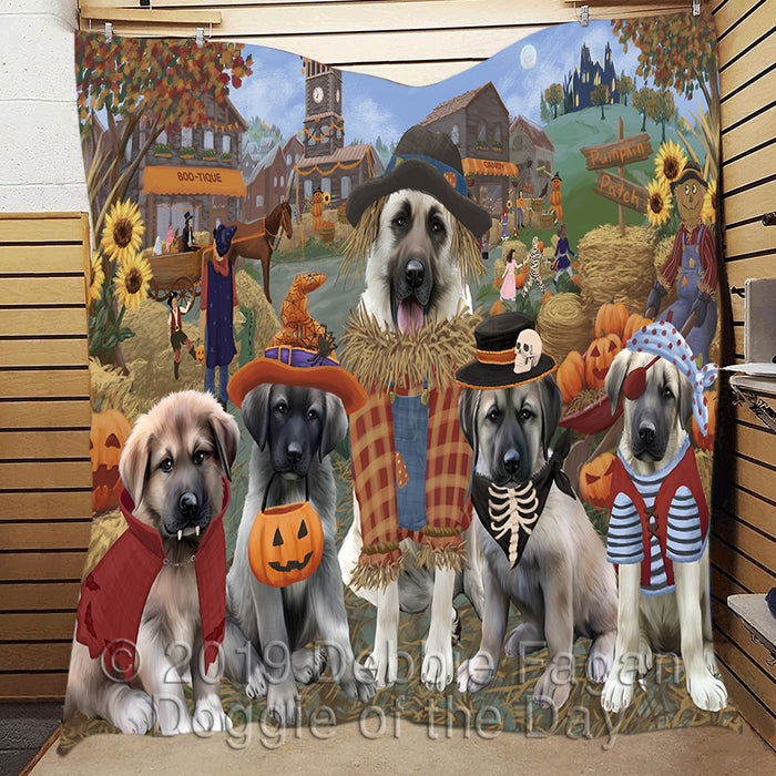 Halloween 'Round Town and Fall Pumpkin Scarecrow Both Anatolian Shepherd Dogs Quilt