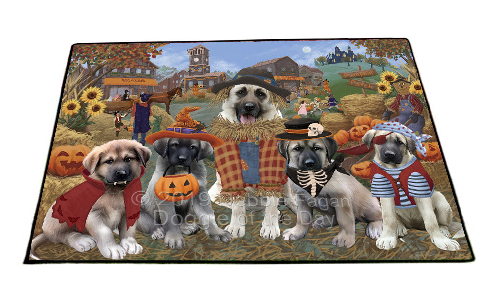 Halloween 'Round Town And Fall Pumpkin Scarecrow Both Anatolian Shepherd Dogs Floormat FLMS53831