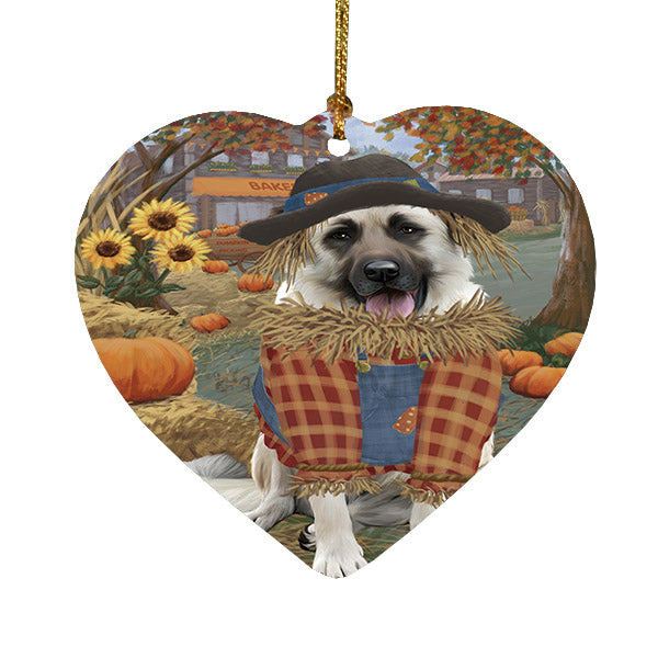 Fall Pumpkin Scarecrow Anatolian Shepherd Dogs Heart Christmas Ornament HPOR57523