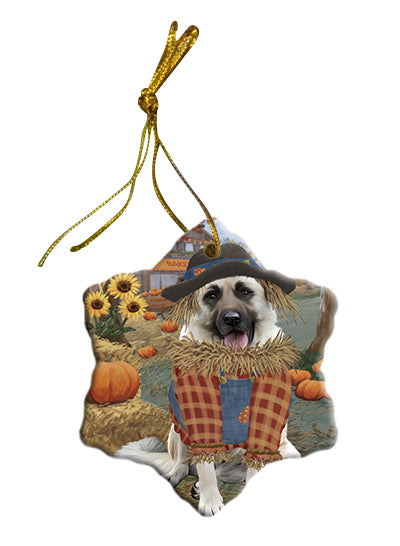 Fall Pumpkin Scarecrow Anatolian Shepherd Dogs Star Porcelain Ornament SPOR57523