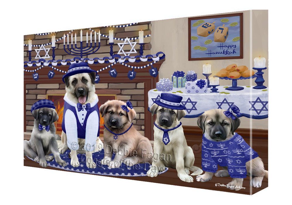 Happy Hanukkah Family and Happy Hanukkah Both Anatolian Shepherd Dogs Canvas Print Wall Art Décor CVS140849