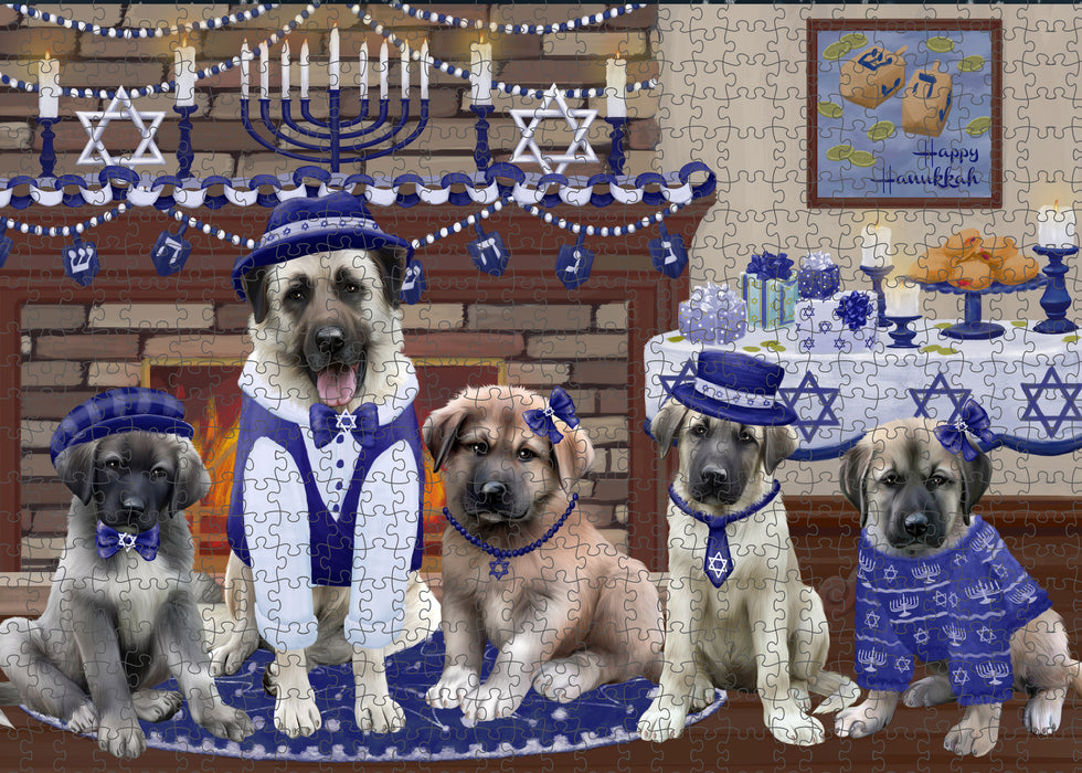 Happy Hanukkah Family and Happy Hanukkah Both Anatolian Shepherd Dogs Puzzle with Photo Tin PUZL96644