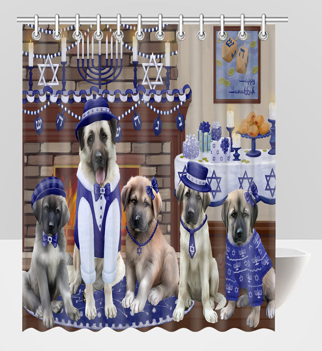 Happy Hanukkah Family Anatolian Shepherd Dogs Shower Curtain