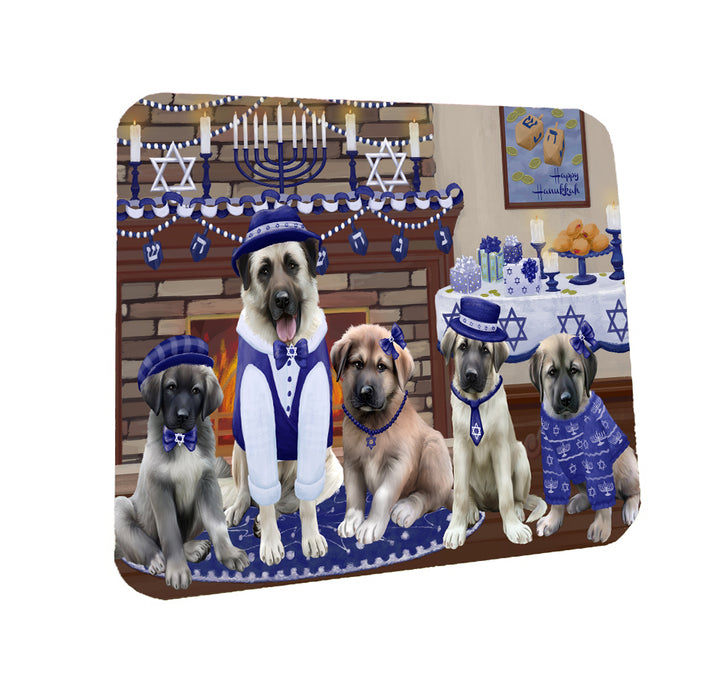 Happy Hanukkah Family Anatolian Shepherd Dogs Coasters Set of 4 CSTA57540