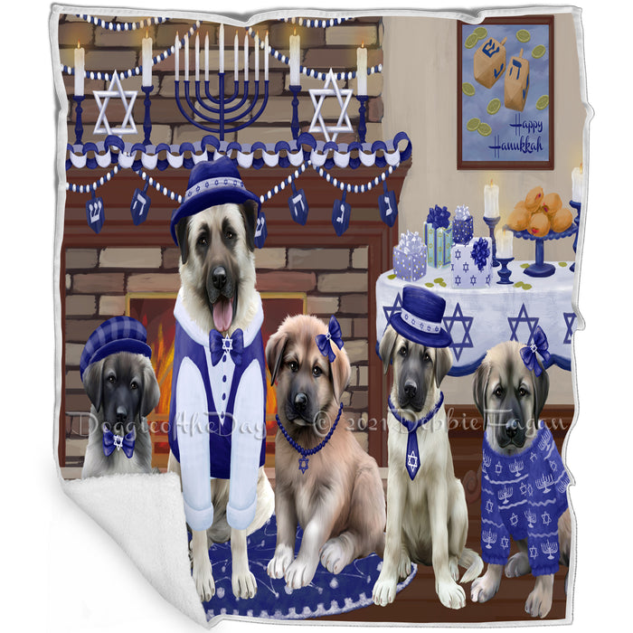 Happy Hanukkah Family and Happy Hanukkah Both Anatolian Shepherd Dogs Blanket BLNKT140222