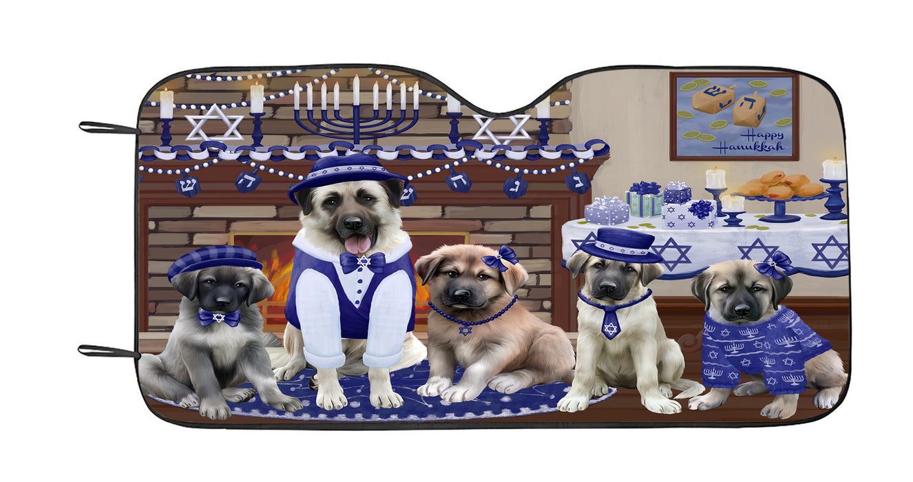 Happy Hanukkah Family Anatolian Shepherd Dogs Car Sun Shade