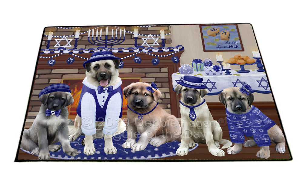 Happy Hanukkah Family and Happy Hanukkah Both Anatolian Shepherd Dogs Floormat FLMS54014