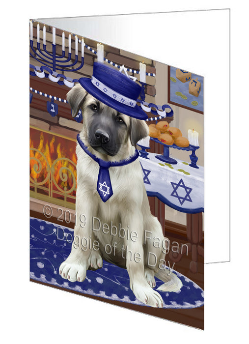 Happy Hanukkah Anatolian Shepherd Dog Handmade Artwork Assorted Pets Greeting Cards and Note Cards with Envelopes for All Occasions and Holiday Seasons GCD78266