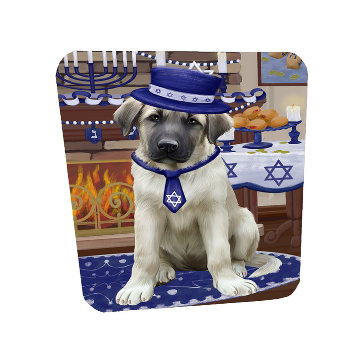 Happy Hanukkah Family American Staffordshire Dogs Coasters Set of 4 CSTA57595