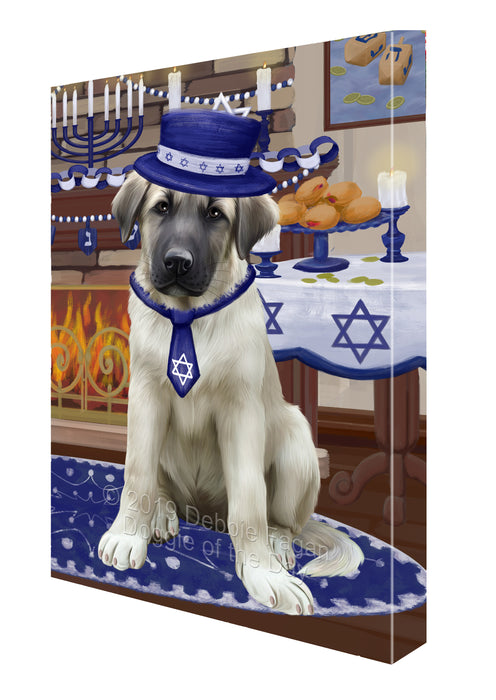 Happy Hanukkah Family and Happy Hanukkah Both Anatolian Shepherd Dog Canvas Print Wall Art Décor CVS140345