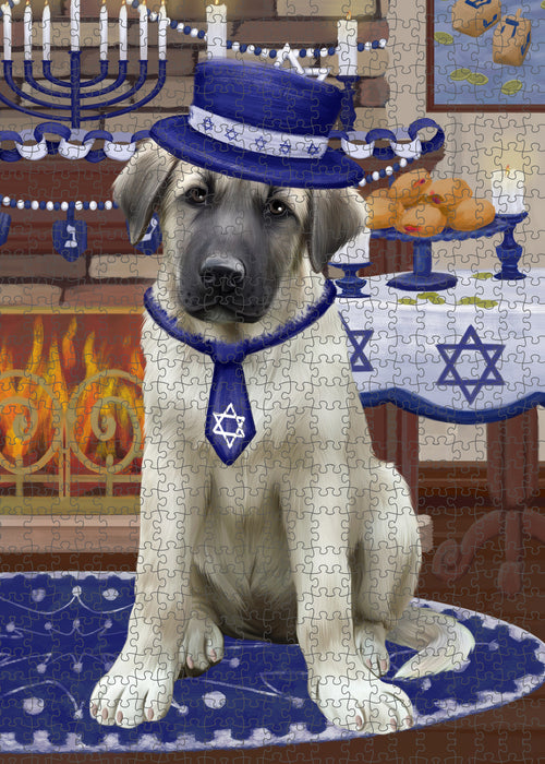 Happy Hanukkah Family and Happy Hanukkah Both Anatolian Shepherd Dog Puzzle with Photo Tin PUZL96868
