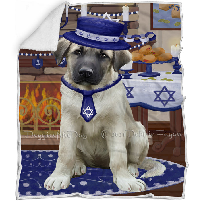 Happy Hanukkah Family and Happy Hanukkah Both Anatolian Shepherd Dog Blanket BLNKT139718