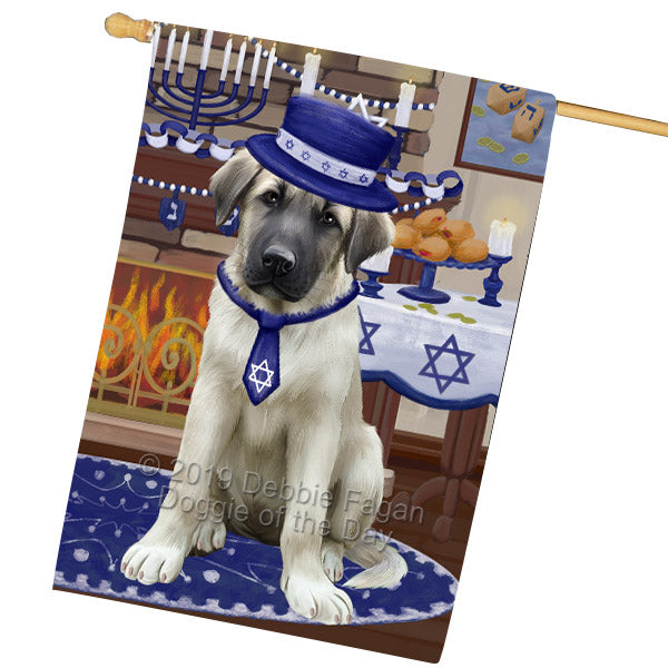 Happy Hanukkah Family and Happy Hanukkah Both Anatolian Shepherd Dog House Flag FLG65740