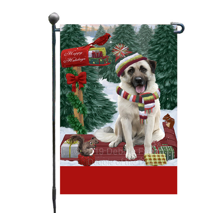 Personalized Merry Christmas Woodland Sled  Anatolian Shepherd Dog Custom Garden Flags GFLG-DOTD-A61473