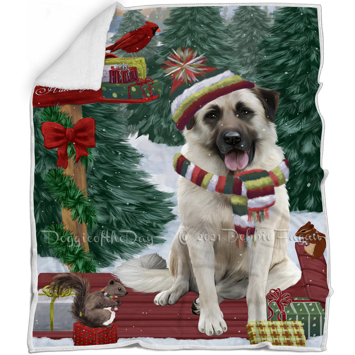 Merry Christmas Woodland Sled Anatolian Shepherd Dog Blanket BLNKT142674