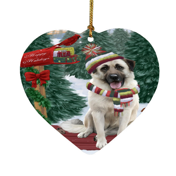 Christmas Woodland Sled Anatolian Shepherd Dog Heart Christmas Ornament HPORA59385