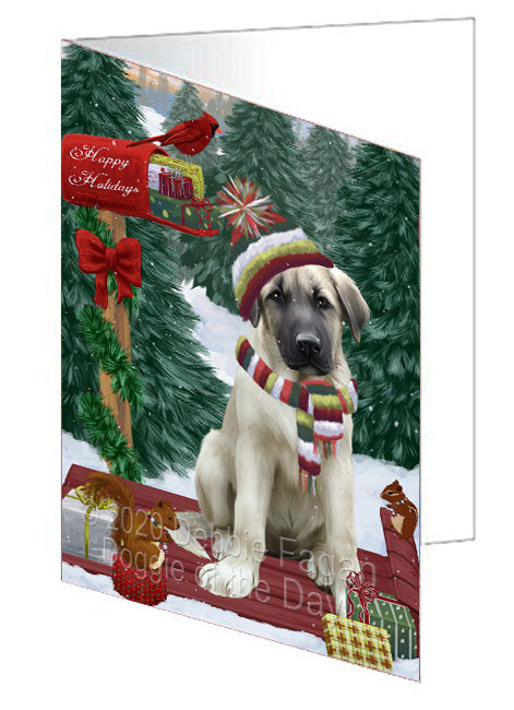 Christmas Woodland Sled Anatolian Shepherd Dog Handmade Artwork Assorted Pets Greeting Cards and Note Cards with Envelopes for All Occasions and Holiday Seasons