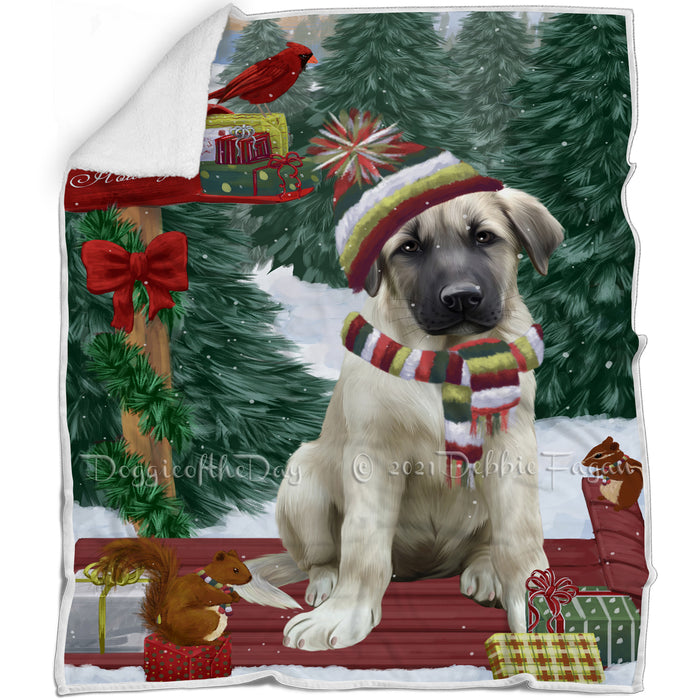 Merry Christmas Woodland Sled Anatolian Shepherd Dog Blanket BLNKT142675