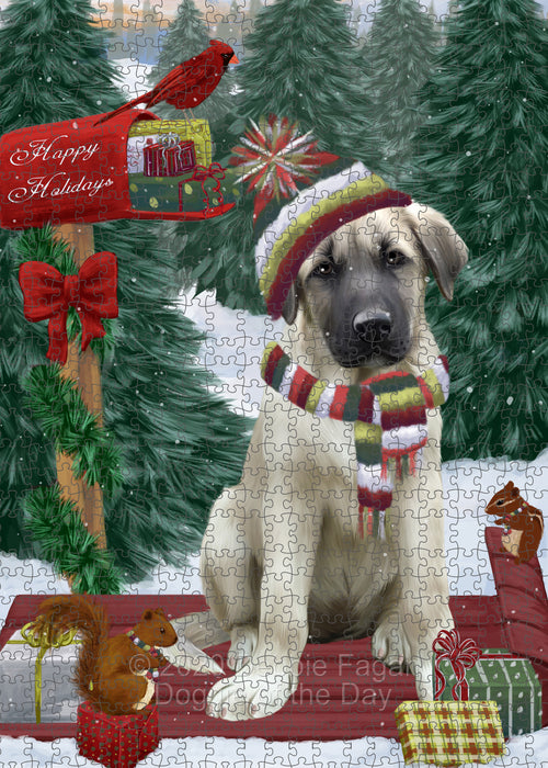 Christmas Woodland Sled Anatolian Shepherd Dog Portrait Jigsaw Puzzle for Adults Animal Interlocking Puzzle Game Unique Gift for Dog Lover's with Metal Tin Box PZL847