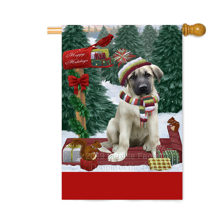 Personalized Merry Christmas Woodland Sled Anatolian Shepherd Dog Custom House Flag FLG-DOTD-A61530
