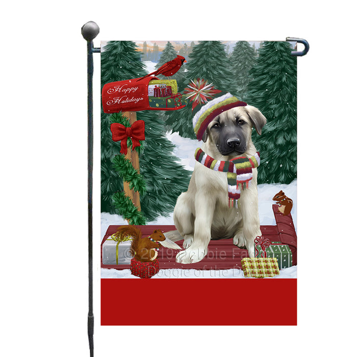 Personalized Merry Christmas Woodland Sled  Anatolian Shepherd Dog Custom Garden Flags GFLG-DOTD-A61474