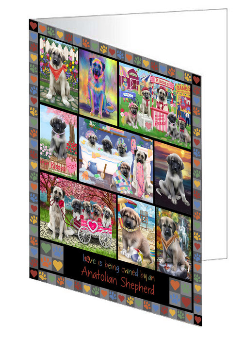 Love is Being Owned Anatolian Shepherd Dog Grey Handmade Artwork Assorted Pets Greeting Cards and Note Cards with Envelopes for All Occasions and Holiday Seasons GCD77153