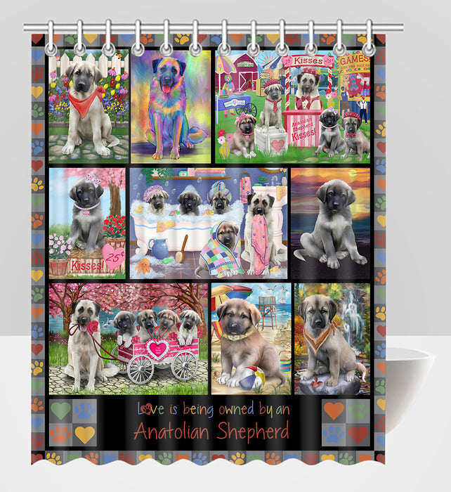 Love is Being Owned Anatolian Shepherd Dog Grey Shower Curtain