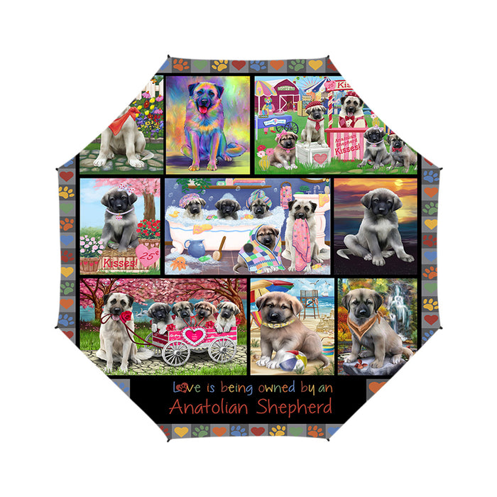 Love is Being Owned Anatolian Shepherd Dog Grey Semi-Automatic Foldable Umbrella