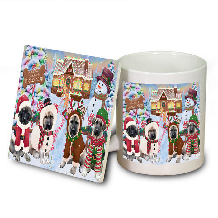 Holiday Gingerbread Cookie Shop Anatolian Shepherds Dog Mug and Coaster Set MUC56088